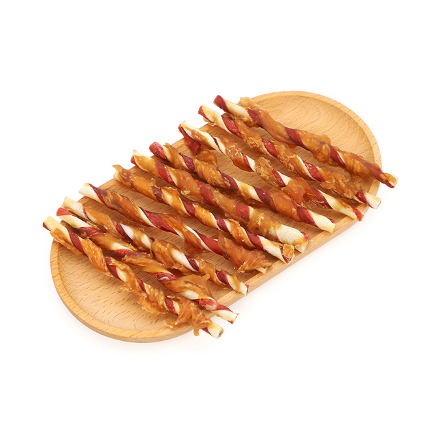 Pet Chews Chicken Wrap Double Color Rawhide Twist for Dog